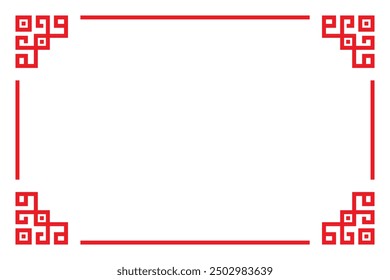 Chinese red rectangle frame vector design.