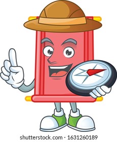 Chinese red scroll stylized Explorer having a compass