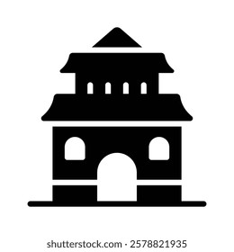 Chinese religious building vector design, chinese temple icon