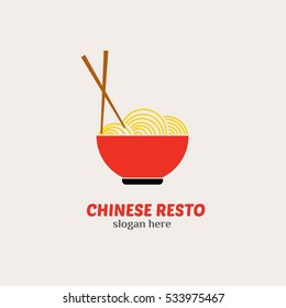 Chinese Restaurant Logo Design Template. Vector Illustration