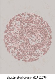 Chinese Retro Style Dragon Background, Old Paper