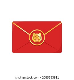 Chinese reward. Red paper pack. Envelope vector. Year of the Tiger. Red pack. zodiac.