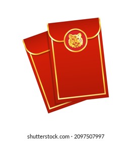 Chinese reward. Red paper pack. Envelope vector. Year of the Tiger. Red pack. zodiac.