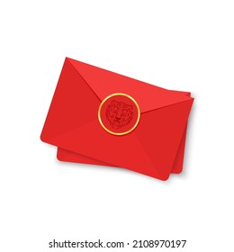 Chinese reward. Red paper pack. Envelope vector. Year of the Tiger. Red pack. zodiac.