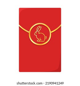 Chinese reward. Red paper pack. Envelope vector. Happy Chinese new year. Happy chinese new year greeting card 2023 little rabbit bunny year of the rabbit zodiac.