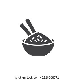 Chinese rice bowl vector icon. filled flat sign for mobile concept and web design. Rice bowl and chopsticks glyph icon. Symbol, logo illustration. Vector graphics