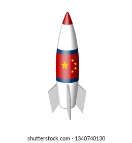 A Chinese rocket in a vector on a white background.Hypersonic aircraft missile in the vector.