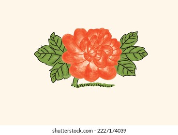 Chinese Rooster Bowl Peony Graphic