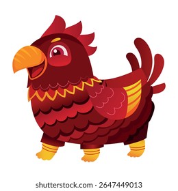Chinese rooster flat style illustration