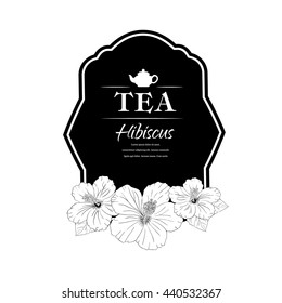 Chinese Rose. template packaging tea. Hand drawn. 