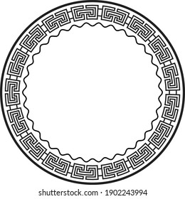 Chinese round frame and outline elements. Oriental decorations. Asia and Japan culture. Asia culture symbols, graphic modern illustration. For New year greeting card. Flat vector illustration.