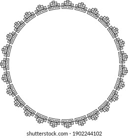 Chinese round frame and outline elements. Oriental decorations. Asia and Japan culture. Asia culture symbols, graphic modern illustration. For New year greeting card. Flat vector illustration.