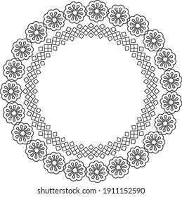 Chinese round frame and outline elements. Oriental decorations. Asia and Japan culture. Asia culture symbols, graphic modern illustration. For New year greeting card. Flat vector illustration.