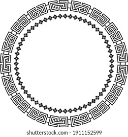 Chinese round frame and outline elements. Oriental decorations. Asia and Japan culture. Asia culture symbols, graphic modern illustration. For New year greeting card. Flat vector illustration.