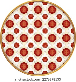 Chinese round frame. Chinese pattern circle. Luxury red golden asian or japanese elegant line ornament. Eastern vector creative motif. Template for greeting new year, banner, poster and calendar.