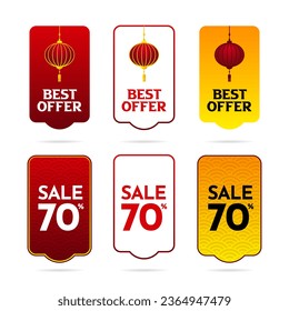 chinese sale tag design vector. collection of sale and discount tag, frame vector

