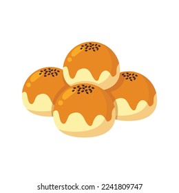 Chinese salted egg yolk pastry in flat detailed style. Isolated vector asian food Dan Huang Su illustration