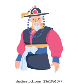 Chinese samurai character illustration in flat style 