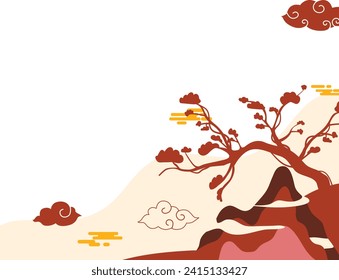 Ilustración del vector de fondo del paisaje chino