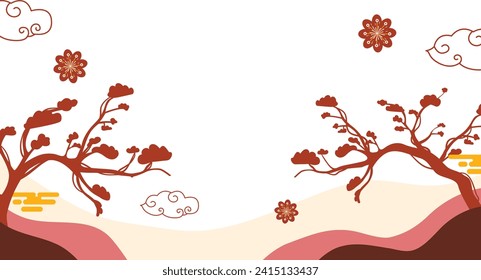 Chinese Scenery Background Vector Illustration