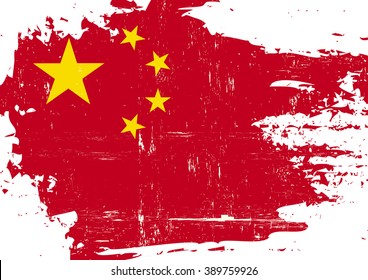 Chinese scratched Flag. A Chinese flag with a grunge texture