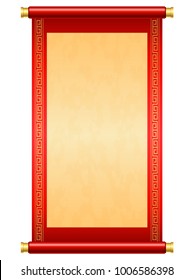 Chinese scroll illustration on white background