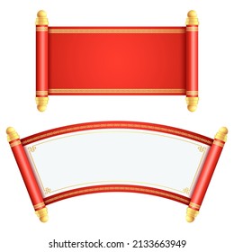 Chinese scroll illustration template on white background.