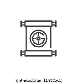 Chinese scroll line icon. linear style sign for mobile concept and web design. Chinese new year paper scroll outline vector icon. Symbol, logo illustration. Pixel perfect vector graphics