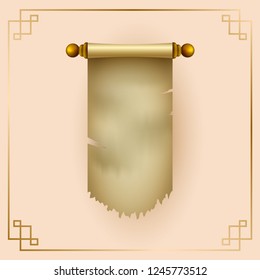 Chinese scrolls. Traditional ornamental asian holiday decoration with copy space.