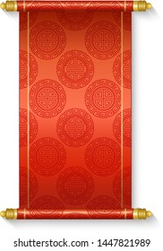Chinese scrolls. Traditional ornamental asian holiday decoration. 3d realistic chinese scrolls vector illustration
