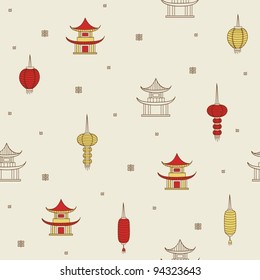 Chinese seamless background. Vector illustration.