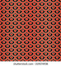 Chinese seamless pattern. Asian styled red background, with a golden pattern.