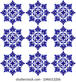Chinese seamless pattern, blue and white mandala background for design, porcelain, chinaware, ceramic tile, ceiling design, texture, wall, paper and fabric, vector illustration