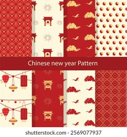 Chinese seamless pattern collection. ornamental background, traditional asian design, vector illustrations.