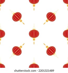 Chinese seamless pattern with feng shui red paper lantern