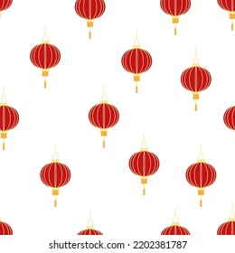 Patrón ininterrumpido chino con farol de papel rojo feng shui