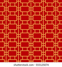 Chinese seamless pattern of red color with a golden ornament. Vector illustration.