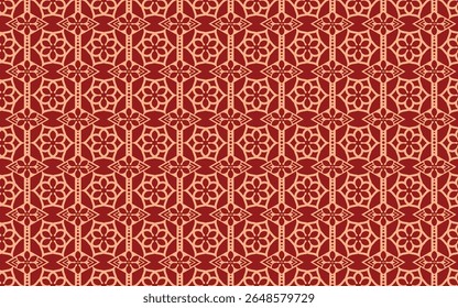 Patrón chino sin fisuras. Fondo floral rojo y dorado geométrico, en estilo art déco para el año Nuevo chino.