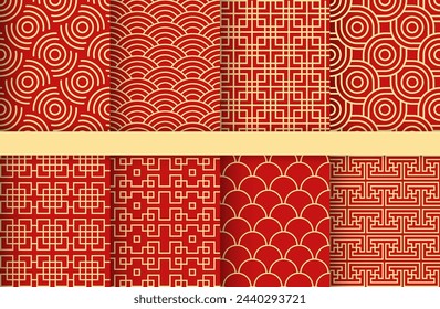 Chinese seamless patterns set, chinese ornamental background, traditional asian design, vector