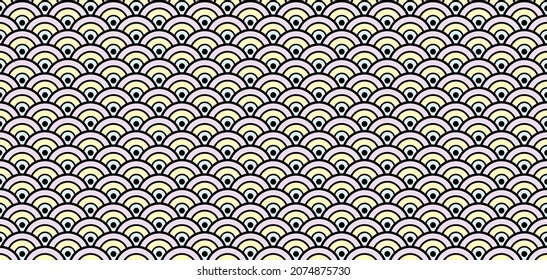 Chinese Seamless Wave Pattern. Elegant Kimono, Ikat Tie Dye Wabi Sabi Shibori Water Texture. Luxurious Japanese Clothes Design. Rich VIP Japanese Wave Samless Pattern. Bohemian Geometric Asian Print.