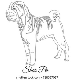 Chinese Shar Pei Dog Outline