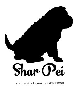 Chinese Shar Pei dog silhouette, dog breeds, logo, vector, silhouette,  animal, illustration, icon, sign, design, black, symbol, pet, love
