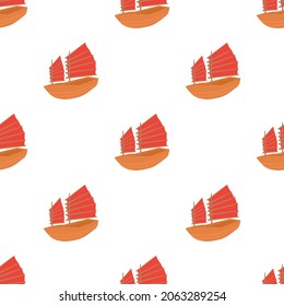 Chinese ship pattern seamless background texture repeat wallpaper geometric vector