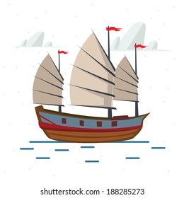 Chinese ship - vector illustration