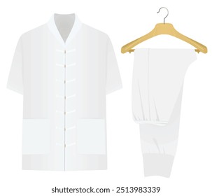 Chinese short sleeve  combat shirt and bottom. vector illustration