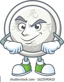 Chinese silver coin mascot cartoon character style with Smirking face