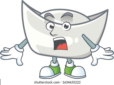 Chinese silver ingot cartoon character design on a surprised gesture