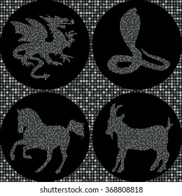 Chinese silver zodiac set