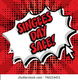 Chinese Singles Day Sale. Pop Art Vector Illustration.