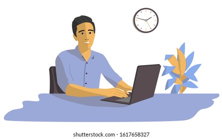 Chinese sitting at a table in the office